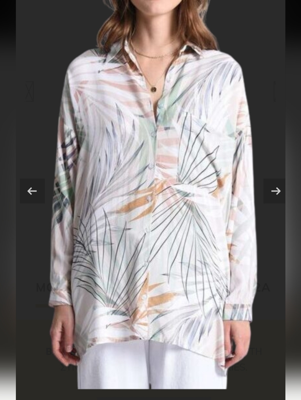 Molly Bracken Palm Shirt Women Size Medium Button-Up Long Sleeve Pockets Beach